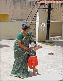 Painted face, Bengaluru, India