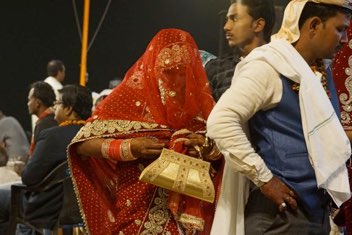 Newlywed in Gold and Red